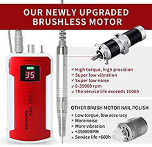 Load image into Gallery viewer, Nails Drill Machine Professional, Rechargeable Efile Nail Drill Electric Nail Drill Cordless, Portable Nail Drills for Acrylic Nails Quiet and Low Vibration Electric Nail File
