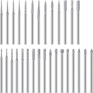 Zhehao 30 Pieces Cuticle Nail Drill Bits Set Needle/Flame/Cylinder/Cone/Ball Head 3/32 Inch Nail File Bits Fine Grits for Acrylic Gel Nails Prep, Nail Care Tools for Manicure Home Salon Use
