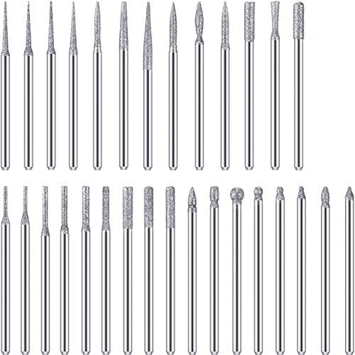 Zhehao 30 Pieces Cuticle Nail Drill Bits Set Needle/Flame/Cylinder/Cone/Ball Head 3/32 Inch Nail File Bits Fine Grits for Acrylic Gel Nails Prep, Nail Care Tools for Manicure Home Salon Use