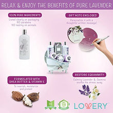 Load image into Gallery viewer, Bath Gift Basket Set for Women: Relaxing at Home Spa Kit Scented with Lavender and Jasmine - Includes Large Bath Bombs, Salts, Shower Gel, Body Butter Lotion, Bath Oil, Bubble Bath, Loofah and More
