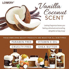 Load image into Gallery viewer, Bath and Body Gift Basket For Women and Men – 9 Piece Set of Vanilla Coconut Home Spa Set, Includes Fragrant Lotions, Extra Large Bath Bombs, Coconut Oil, Luxurious Bath Towel &amp; More