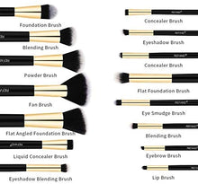 Load image into Gallery viewer, Refand Makeup Brushes, 15pcs Face Brushes Cosmetics Kabuki Foundation Powder Concealers Blending Eye Shadows Professional Make Brushes Kit with Pu Leather Storage Bag Gold Black