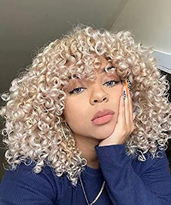 AISI HAIR Afro Kinky Curly Fully Wigs Shoulder Length Synthetic Cosplay Wigs for African American Women Natural Curly Heat Resistant Fiber Afro Hair Wigs (Magenta)