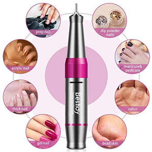 Bestidy Nail Drill Machine,30000rpm Professional Rechargeable Nail Drill Kit with 2000mAh Phone Power Bank Portable Electric Acrylic Nail Tools for Exfoliating, Grinding, Polishing