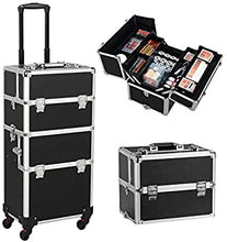 Load image into Gallery viewer, Yaheetech 3 in 1 Cosmetic Rolling Makeup Train Case Large Aluminum Trolley Makeup Travel Case Professional Rolling Cosmetic Beauty Storage, with 360° Swivel Wheels