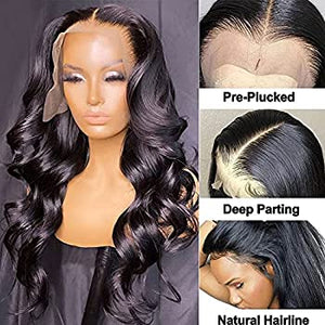 Lace Front Wigs Human Hair For Black Women Glueless 13x6 Lace Front Wigs Human Hair Pre Plucked Body Wave Transparent Lace Frontal Wig 150% Density Brazilian Virgin Hair