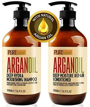 Load image into Gallery viewer, Moroccan Argan Oil Shampoo and Conditioner and Hair Mask SLS Sulfate Set Best for Damaged, Dry, Curly or Frizzy Hair - Thickening for Fine/Thin Hair