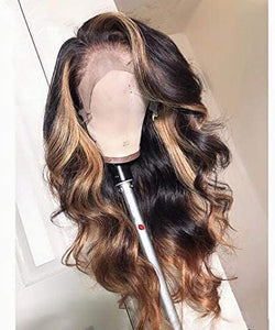 QUINLUX WIGS Body Wave Blonde Brown 1BT27 Color 13X4 Lace Front Deep Part Human Hair Wig 150% Density Natural Hairline with Baby Hair for Black Women