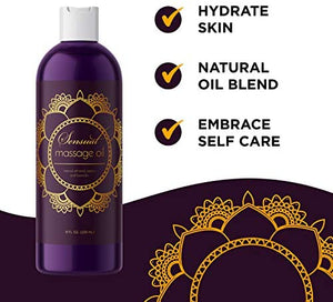 Sensual Massage Oil for Couples - No Stain Lavender Massage Oil for Massage Therapy and Relaxing Massage Oil with Sweet Almond Oil for Skin - Anti Aging Moisturizer and Natural Body Oil for Dry Skin