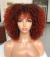 Load image into Gallery viewer, Curly Wig with Bangs for Black Women Short Kinky Curly Wigs Ombre Orange Big Full Synthetic Wig(14 Inches Ombre Orange)