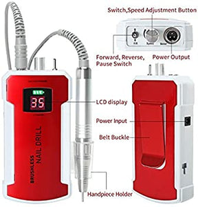 Nails Drill Machine Professional, Rechargeable Efile Nail Drill Electric Nail Drill Cordless, Portable Nail Drills for Acrylic Nails Quiet and Low Vibration Electric Nail File