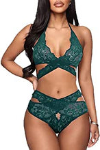 Load image into Gallery viewer, Donnalla Women Sexy Lingerie Set Two Piece Lace Bra and Panty Set Bralette Sleepwear