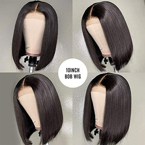 Human Hair Lace Front 13x4 Wigs Bob 10-16 Inch 150 Density Brazilian Virgin Human Hair Short Bob Wigs Straight Hair Natural Color