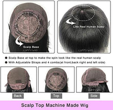 Load image into Gallery viewer, 200 Density Scalp Top Curly Full Machine Made Human Hair Wigs with Bangs Remy Brazilian Short Curly Wig For Women(16-22 inches)