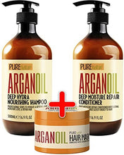 Load image into Gallery viewer, Moroccan Argan Oil Shampoo and Conditioner and Hair Mask SLS Sulfate Set Best for Damaged, Dry, Curly or Frizzy Hair - Thickening for Fine/Thin Hair