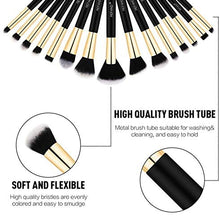 Load image into Gallery viewer, Refand Makeup Brushes, 15pcs Face Brushes Cosmetics Kabuki Foundation Powder Concealers Blending Eye Shadows Professional Make Brushes Kit with Pu Leather Storage Bag Gold Black