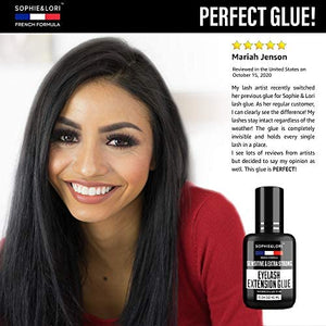 Super Strong Eyelash Extention Glue - 2X Size Lash Glue for Professional Eyelash Extensions - 1 Sec Drying & Maximum Bonding - 0.34OZ - Extra Black Individual Eyelash Glue - Latex Free Lash Adhesive