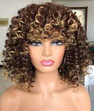 Load image into Gallery viewer, PRETTIEST Afro Curly Wigs Ombre Grey Wig with Bangs for Black Women Natural Looking for Daily Wear