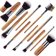 Load image into Gallery viewer, EmaxDesign 12 Pieces Makeup Brush Set Professional Bamboo Handle Premium Synthetic Kabuki Foundation Blending Blush Concealer Eye Face Liquid Powder Cream Cosmetics Brushes Kit With Bag