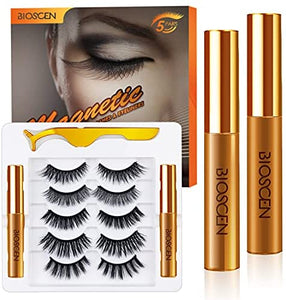 Magnetic Eyelashes with Eyeliner Kit, 6D Magnetic Lashes Reusable Natural Look Eyelashes, Magnetic Eyelash (5 pairs)