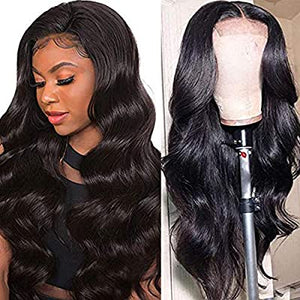 Ucrown Hair Lace Front Wigs Brazilian Body Wave Human Hair Wigs For Black Women (16-30 inch) 150% Density Pre Plucked with Baby Hair Natural Black