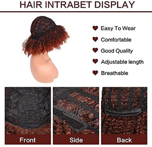 Curly Wig with Bangs for Black Women Short Kinky Curly Wigs Ombre Orange Big Full Synthetic Wig(14 Inches Ombre Orange)