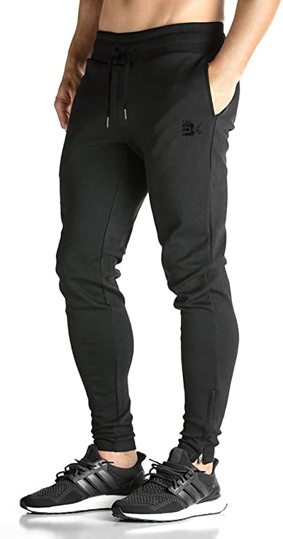 Mens Zip Joggers Pants - Casual Gym Workout Track Pants Comfortable Slim Fit Tapered Sweatpants with Pockets