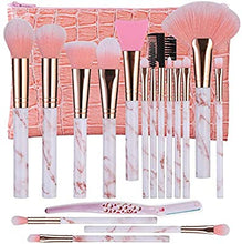 Load image into Gallery viewer, Makeup Brushes DUAIU 16 Pcs Premium Synthetic Foundation Eyeshadow Face Brushes Set for Powder Cream Liquid with Silicone Facial Mask Brush Eyebrow Razor PU Cosmetic Bag Pink