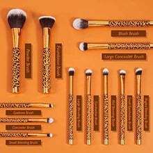 Load image into Gallery viewer, Docolor Makeup Brushes Leopard 12 Pieces Professional Makeup Brush Set Premium Synthetic Brushes Set Kabuki Foundation Blending Brush Face Powder Blush Concealers Eye Shadows Make Up Brushes Kit