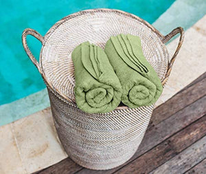 Utopia Towels Cotton Sage Green Washcloths Set - Pack of 24-100% Ring Spun Cotton, Premium Quality Flannel Face Cloths, Highly Absorbent and Soft Feel Fingertip Towels