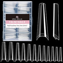 Load image into Gallery viewer, UNA GELLA Extra Long Nail Tips Coffin 200 PCS XXL Long Clear Acrylic Ballerina Nail Tips Half Cover Long False Artificial Nail Tips With Box For Nail Salons and Home DIY