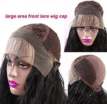 Load image into Gallery viewer, Giannay Glueless Lace Front Wigs for Black Women Long Curly Wigs with Baby Hair Natural Wave Synthetic Wig Heat Resistant Fiber Hair 180% Density Lace Wigs Black Color