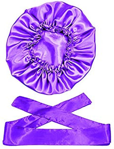 Wig Bonnet Edge Scarf Set, Stain Edge Laying Scarf for Lace Frontal Wigs, Double-Layered Satin Sleep Bonnet for Kids and Adults (Various 1pcs Bonnet+ 1pcs Frontal Wraps)