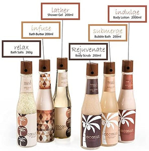 Tropical Milky Coconut Bath and Body Set Skin Care Bath for Women: Coconut Shower Gel, Bubble Bath, Bath Salts, Body Butter, Body Scrub, Body Lotion - Luxury Spa Set