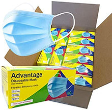 Load image into Gallery viewer, ADVANTAGE - 3-Ply Disposable Face Masks with Elastic Earloops - Available in 500 / 1000 / 2000 Packs