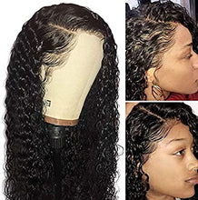 Load image into Gallery viewer, Giannay Glueless Lace Front Wigs for Black Women Long Curly Wigs with Baby Hair Natural Wave Synthetic Wig Heat Resistant Fiber Hair 180% Density Lace Wigs Black Color
