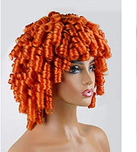 Load image into Gallery viewer, Short Curly Wigs for Black Women Orange Copper Andromeda Soft Afro Curly Wig with Bangs Heat Resistant Synthetic Fiber Hair Wigs for African American Black Women (Orange Copper)