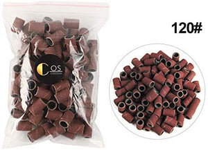 Nail Art Sanding Bands Set 100pc Manicure Sanding Ring for Electric Nail Drill Nail Salon Tools Set Size 120