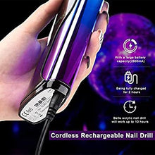 Load image into Gallery viewer, Professional Cordless Nail Drill Machine, Lavinda Rechargeable 35,000RPM Skyspace E File, Portable Electrical Nail File for Acrylic Nails with Upgrade Carbide Tungsten Drill Bits Protective Case