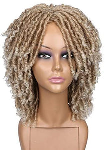 HANNE Dreadlock Wig Short Twist Wigs for Black Women and Men Afro Curly Synthetic Wig