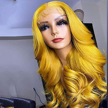 Load image into Gallery viewer, Fureya Synthetic Wigs for Women Natural Loose Wave Full No Lace Wigs Yellow Hair Deep Parting Space 24 inch Curly Hair