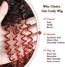 Load image into Gallery viewer, Curly Wig with Bangs for Black Women Short Kinky Curly Wigs Ombre Orange Big Full Synthetic Wig(14 Inches Ombre Orange)