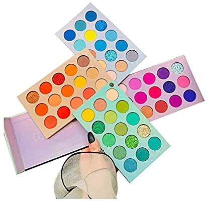 60 Colors Eyeshadow Palette, 4 in1 Color Board Makeup Palette Set Highly Pigmented Glitter Metallic Matte Shimmer Natural Ultra Eye Shadow Powder Easy to Blend