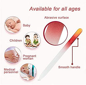 5 Pack Glass Nail File With Case, Crystal Fingernail Files, Double Sided Finger Nail Files, Professional Manicure Nail Care
