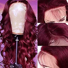 Load image into Gallery viewer, Supernova 99j Burgundy Lace Front Wigs Human Hair Burgundy 5x5 Body Wave Transparent Lace Closure Human Hair Wigs For Black Women 180% Density Pre Plucked Bleached Knots 16-22 inches
