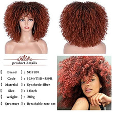 Load image into Gallery viewer, Curly Wig with Bangs for Black Women Short Kinky Curly Wigs Ombre Orange Big Full Synthetic Wig(14 Inches Ombre Orange)