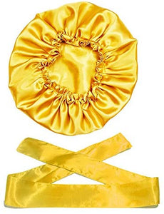 Wig Bonnet Edge Scarf Set, Stain Edge Laying Scarf for Lace Frontal Wigs, Double-Layered Satin Sleep Bonnet for Kids and Adults (Various 1pcs Bonnet+ 1pcs Frontal Wraps)