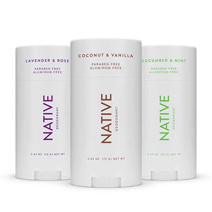 Native Deodorant | Natural Deodorant for Women and Men, Aluminum Free with Baking Soda, Probiotics, Coconut Oil and Shea Butter | Coconut & Vanilla, Lavender & Rose, Cucumber & Mint - Variety Pack of 3