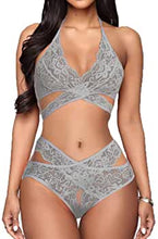 Load image into Gallery viewer, Donnalla Women Sexy Lingerie Set Two Piece Lace Bra and Panty Set Bralette Sleepwear