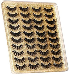 Eyelashes 3D False Lashes Fluffy Natural to Thick Faux Mink Lashes 20 Pairs Pack 17-20MM Long Wispy Crossed Fake Eyelashes 5 Styles Handmade Eye Lashes by Yawamica